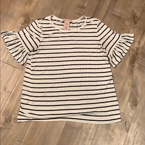 Striped Ruffle Sleeve Shirt